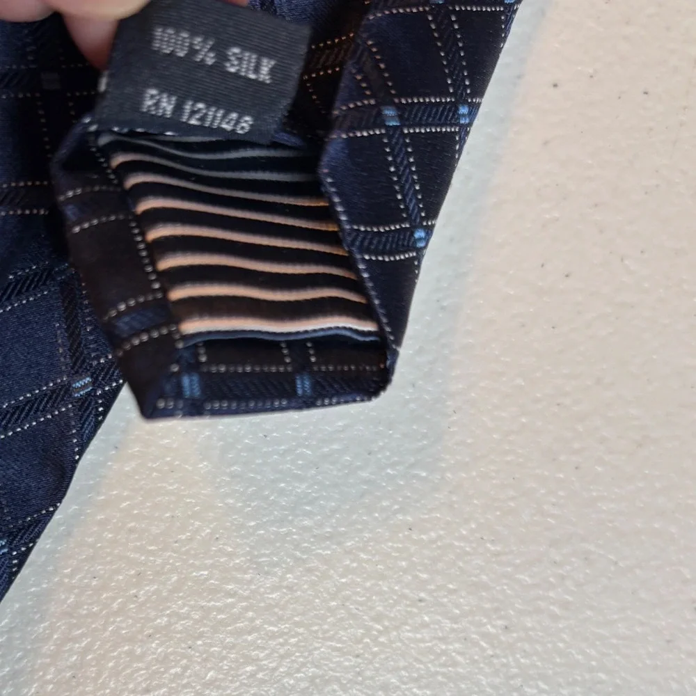 Nautica Mens Navy Blue Silk Diamond Pattern‎ Necktie Preowned